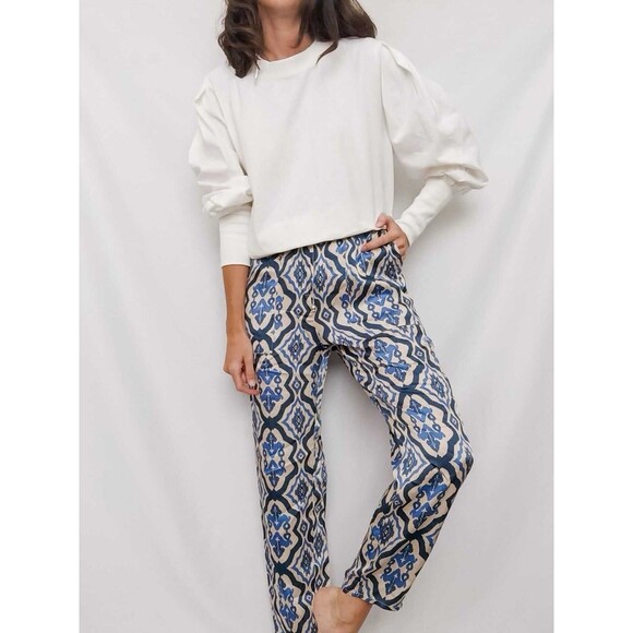 Zara Pants - Zara Indie Ethnic Printed Trousers Adjustable Waistband Women's Size Medium